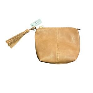 Louenhide Tan Crossbody Bag with Tassel and gold hardware